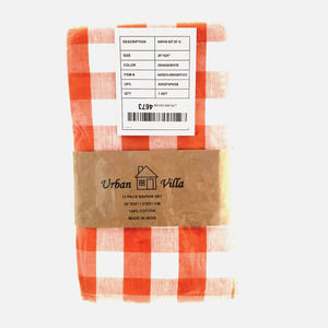 Kitchen Napkins 6/Pack Orange White Buffalo Check New in Pkg